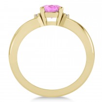 Oval Cut Pink Sapphire & Diamond Engagement Ring With Split Shank 14k Yellow Gold (1.69ct)