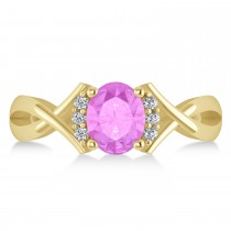 Oval Cut Pink Sapphire & Diamond Engagement Ring With Split Shank 14k Yellow Gold (1.69ct)