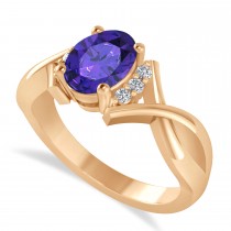 Oval Cut Tanzanite & Diamond Engagement Ring With Split Shank 14k Rose Gold (1.69ct)