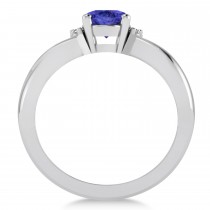 Oval Cut Tanzanite & Diamond Engagement Ring With Split Shank 14k White Gold (1.69ct)
