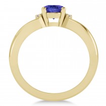 Oval Cut Tanzanite & Diamond Engagement Ring With Split Shank 14k Yellow Gold (1.69ct)