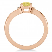 Oval Cut Yellow & White Diamond Engagement Ring With Split Shank  14k Rose Gold (1.59ct)