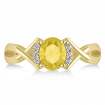 Oval Cut Yellow & White Diamond Engagement Ring With Split Shank 14k Yellow Gold (1.59 ct)
