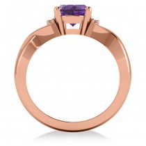 Twisted Oval Amethyst Engagement Ring 14k Rose Gold (1.84ct)