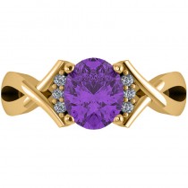 Twisted Oval Amethyst Engagement Ring 14k Yellow Gold (1.84ct)