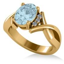 Twisted Oval Aquamarine Engagement Ring 14k Yellow Gold (1.84ct)