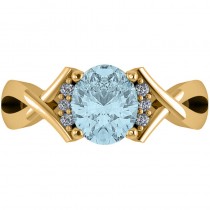 Twisted Oval Aquamarine Engagement Ring 14k Yellow Gold (1.84ct)