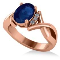 Twisted Oval Blue Sapphire Engagement Ring 14k Rose Gold (2.29ct)