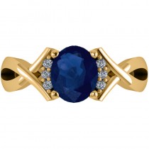 Twisted Oval Blue Sapphire Engagement Ring 14k Yellow Gold (2.29ct)