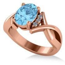 Twisted Oval Blue Topaz Engagement Ring 14k Rose Gold (2.59ct)