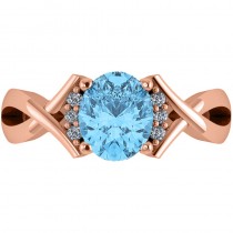 Twisted Oval Blue Topaz Engagement Ring 14k Rose Gold (2.59ct)