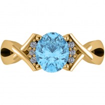 Twisted Oval Blue Topaz Engagement Ring 14k Yellow Gold (2.59ct)