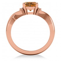Twisted Oval Citrine Engagement Ring 14k Rose Gold (1.84ct)