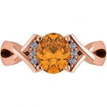 Twisted Oval Citrine Engagement Ring 14k Rose Gold (1.84ct)
