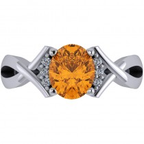 Twisted Oval Citrine Engagement Ring 14k White Gold (1.84ct)