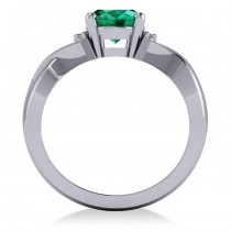 Twisted Oval Emerald Engagement Ring 14k White Gold (1.99ct)
