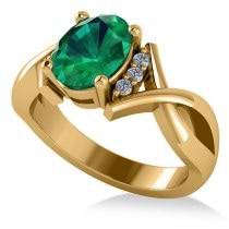 Twisted Oval Emerald Engagement Ring 14k Yellow Gold (1.99ct)