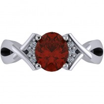Twisted Oval Garnet Engagement Ring 14k White Gold (2.19ct)