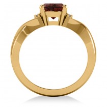 Twisted Oval Garnet Engagement Ring 14k Yellow Gold (2.19ct)