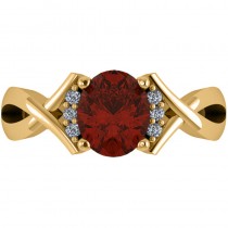 Twisted Oval Garnet Engagement Ring 14k Yellow Gold (2.19ct)