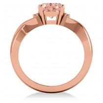 Twisted Oval Pink Morganite Engagement Ring 14k Rose Gold (2.69ct)