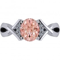 Twisted Oval Pink Morganite Engagement Ring 14k White Gold (2.69ct)