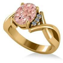Twisted Oval Pink Morganite Engagement Ring 14k Yellow Gold (2.69ct)