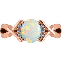 Twisted Oval Opal Engagement Ring 14k Rose Gold (1.19ct)