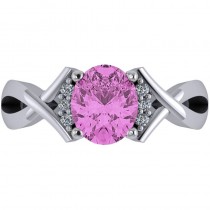 Twisted Oval Pink Sapphire Engagement Ring 14k White Gold (2.29ct)