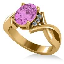 Twisted Oval Pink Sapphire Engagement Ring 14k Yellow Gold (2.29ct)