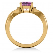 Twisted Oval Pink Sapphire Engagement Ring 14k Yellow Gold (2.29ct)