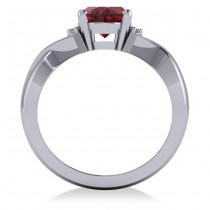 Twisted Oval Ruby Engagement Ring 14k White Gold (2.29ct)