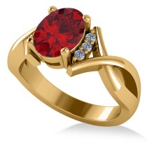 Twisted Oval Ruby Engagement Ring 14k Yellow Gold (2.29ct)