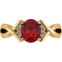 Twisted Oval Ruby Engagement Ring 14k Yellow Gold (2.29ct)