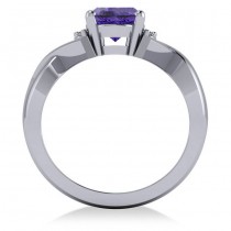 Twisted Oval Tanzanite Engagement Ring 14k White Gold (2.29ct)