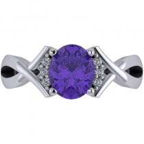 Twisted Oval Tanzanite Engagement Ring 14k White Gold (2.29ct)