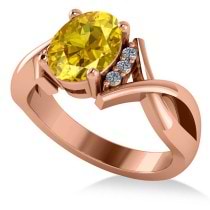 Twisted Oval Yellow Sapphire Engagement Ring 14k Rose Gold (2.29ct)