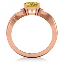 Twisted Oval Yellow Sapphire Engagement Ring 14k Rose Gold (2.29ct)