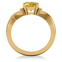 Twisted Oval Yellow Sapphire Engagement Ring 14k Yellow Gold (2.29ct)