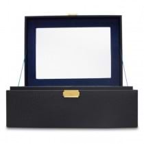 WOLF Brighton Women's Large Faux Leather Jewelry Box w/ Mirror Lock 2 Lift-Out Trays