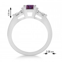 Lab Alexandrite & Diamond Three-Stone Emerald Ring 14k White Gold (1.85ct)