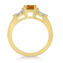 Citrine & Diamond Three-Stone Emerald Ring 14k Yellow Gold (1.85ct)
