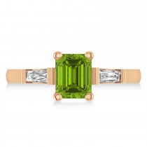 Peridot & Diamond Three-Stone Emerald Ring 14k Rose Gold (1.85ct)