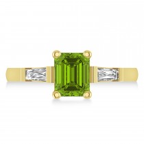 Peridot & Diamond Three-Stone Emerald Ring 14k Yellow Gold (1.85ct)