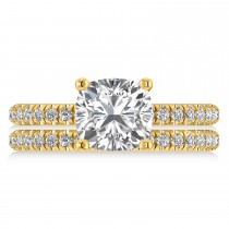 Moissanite & Diamond Cushion-Set Semi-Eternity Bridal Set 14K Yellow Gold (2.77ct)
