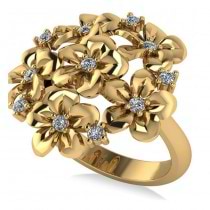 Diamond Accented Flower Bouquet Fashion Ring 14k Yellow Gold (0.22ct)