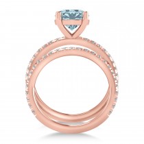 Aquamarine & Diamond Round-Set Semi-Eternity Bridal Set 14k Rose Gold (2.82ct)