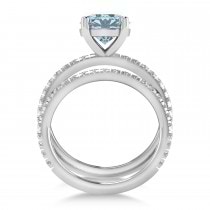 Aquamarine & Diamond Round-Set Semi-Eternity Bridal Set 14k White Gold (2.82ct)