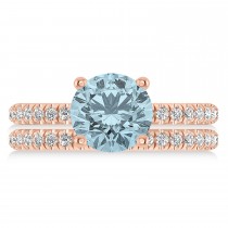 Aquamarine & Diamond Round-Set Semi-Eternity Bridal Set 18k Rose Gold (2.82ct)