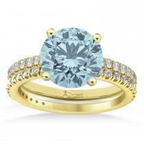 Aquamarine & Diamond Round-Set Semi-Eternity Bridal Set 18k Yellow Gold (2.82ct)